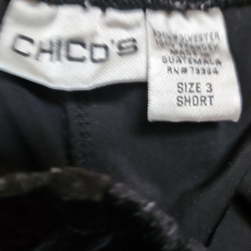 Chico's SZ 3/16S Black Velvet Stretch Knit Wide Leg Elastic Waist Pull On Pants - Picture 11 of 11